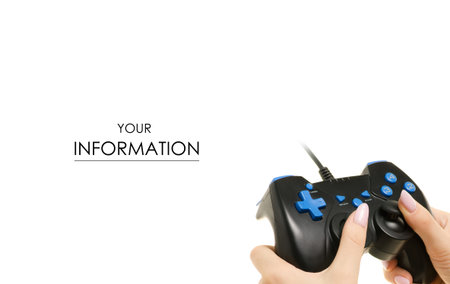 gamepad black in hand pattern on white background isolation