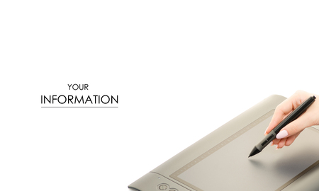 Graphic tablet pattern hand pattern on white background isolationの写真素材