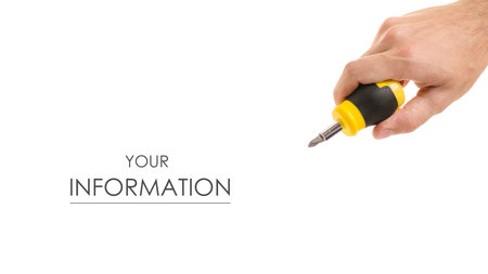 Screwdriver nozzles in the hand pattern on a white background isolationの写真素材