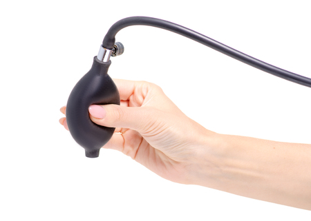 Tonometer health equipment medical in hand on white background isolationの写真素材