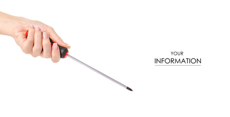 Screwdriver in hand pattern on white background isolationの写真素材