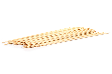 Wooden skewers food isolated on a white backgroundの写真素材