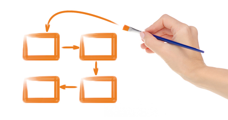 Hand drawing diagram scheme isolated on white backgroundの写真素材