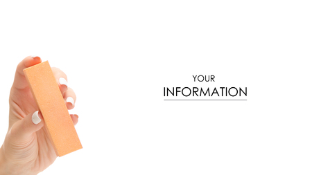 Female hand manicure nail buff pattern isolated on white background.の写真素材