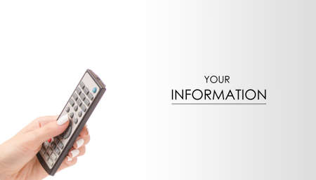 Remote in a hand pattern isolated on white background.の写真素材