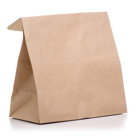 Paper bag package isolated on a white background.の写真素材
