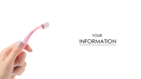 Female razor shaving in hand pattern isolated on white background.の写真素材
