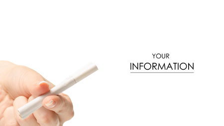 The cigarettes in hand pattern isolated on white background.の写真素材