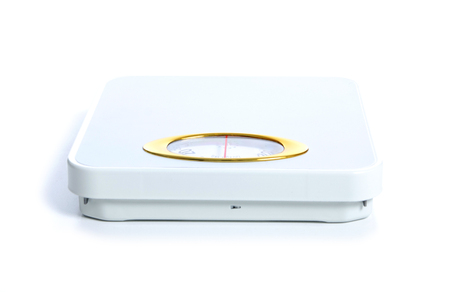 White weighing scale isolated on white background.の写真素材