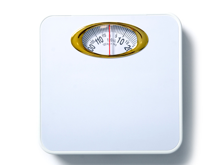 White weighing scale isolated on white background, top viewの写真素材
