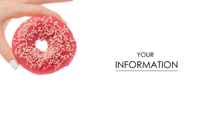 Donuts sweetness frosting in hand pattern on a white background isolationの写真素材