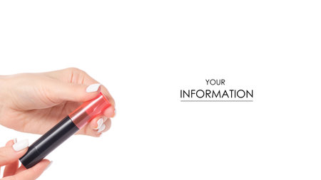 Lipstick in hand pattern isolated on white backgroundの写真素材