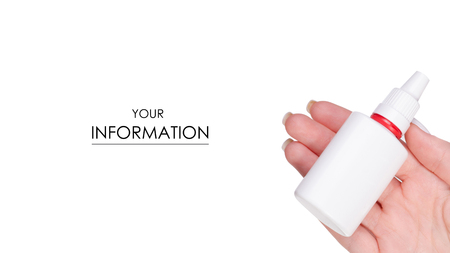 Nasal spray for nose in hand pattern isolated on a white backgroundの写真素材