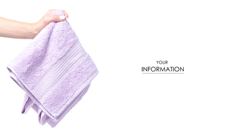 Lilac towel in hand pattern isolated on a white backgroundの写真素材