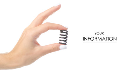 Metal spring in a hand pattern on a white background isolation