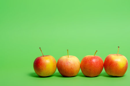 Apples fruit healthy nature on green background