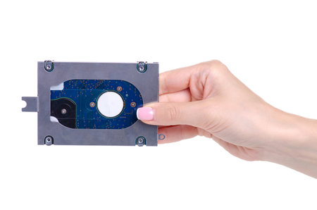 Laptop hard drive in hand