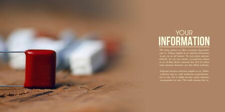 ceramic resistance radio components on wooden backgroundの写真素材