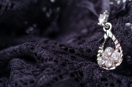 Black lace underwear texture macroの写真素材