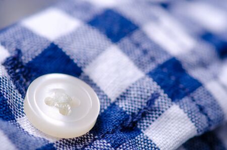 Blue cage shirt material fabric blur backgroundの写真素材