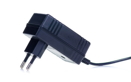 Power Supply ac to dc adapter on white background isolation