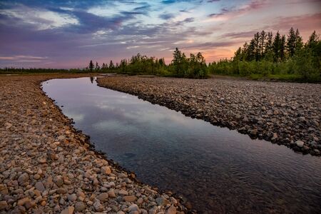 Polar day in north tundra. Plateau Putorana.の写真素材