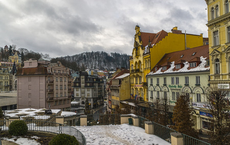 urban landscape. Fabulous beautiful homes. Karlovy Vary. Czech Republicのeditorial素材