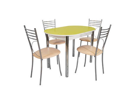 Lemon large dining table with chairsの写真素材