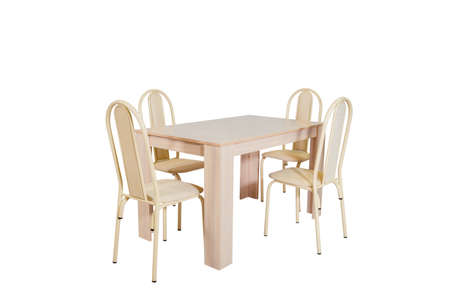 Beige dining large table with chairsの写真素材