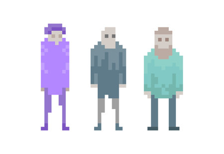 Illustration of a creepy people in pixel art styleのイラスト素材