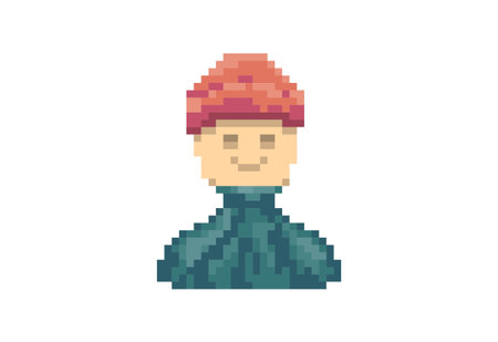 Cartoon portrait of a man in pixel art styleのイラスト素材