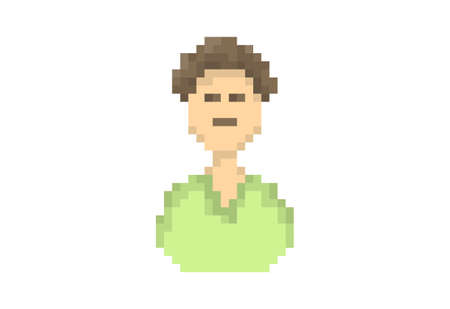 Cartoon portrait of a man in pixel art styleのイラスト素材