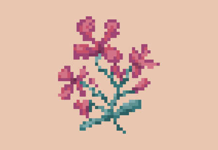 Illustration of a flower in pixel art styleのイラスト素材