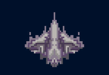Illustration of a spaceship top view in pixel art styleのイラスト素材