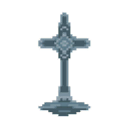 Cemetery cross in pixel art style designのイラスト素材