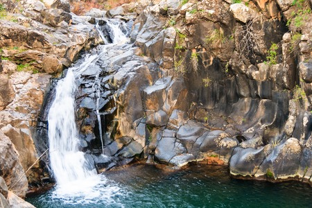 Saar river waterfall, Golan Heights, North Israelの写真素材