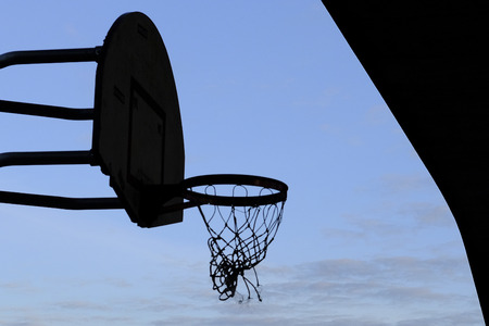 Basketball court in urban area. Dusk, dramatic view. Vancouver BC, Canadaの写真素材
