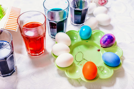preparation of Easter eggs for the great Christian holiday.