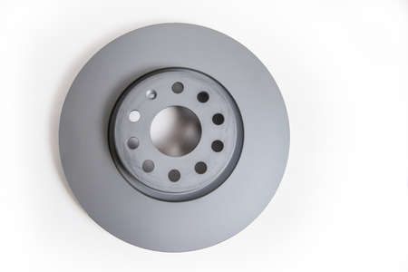 New car brake disc on a white background, close-up. copy-space.の写真素材