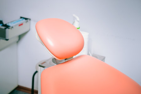 Dental chair in the doctor's office close-upの写真素材