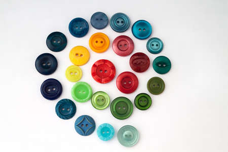 colored buttons on white backgroundの写真素材