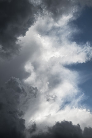 cumulus clouds in the blue sky close up