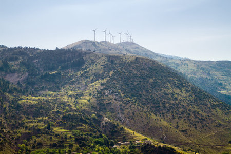 windmills (wind turbine) in the mountains