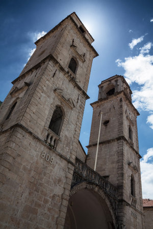 old Church tower against the skyの写真素材