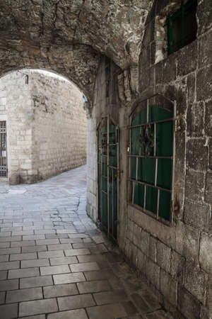 empty old street of european townの写真素材