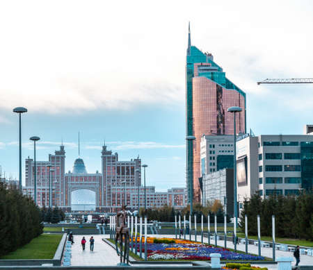 05.10.2011 KazMunaiGas and Transport Tower at the Nurzhol boulevard, Nur-Sultan, Astana; Kazakhstanのeditorial素材