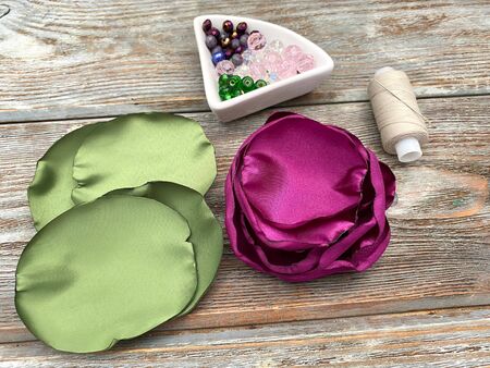 Craft for girls, fabric flower, ready to assembleの写真素材