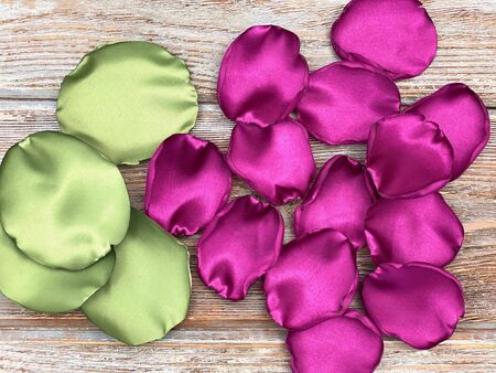 artificial flower petals made of fabric, ready for craftの写真素材