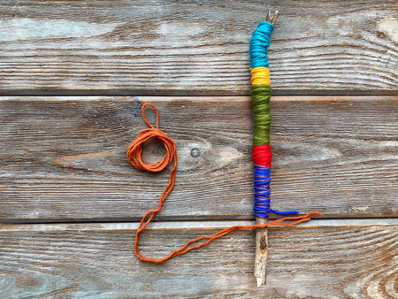 Step by step, how to wrap a knitting stick, childrens master class