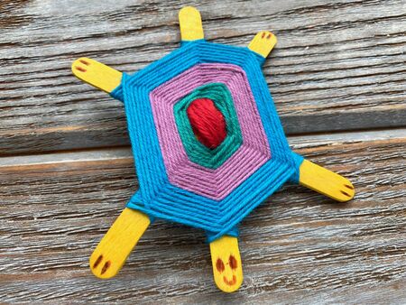 Master class training craft turtle from yarn.の写真素材